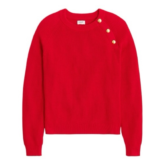 J. CREW Button Raglan Crewneck Sweater, Size M. - Picture 2 of 7